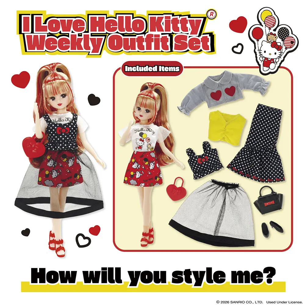 Licca I Love Hello Kitty Weekly Outfit Set 1