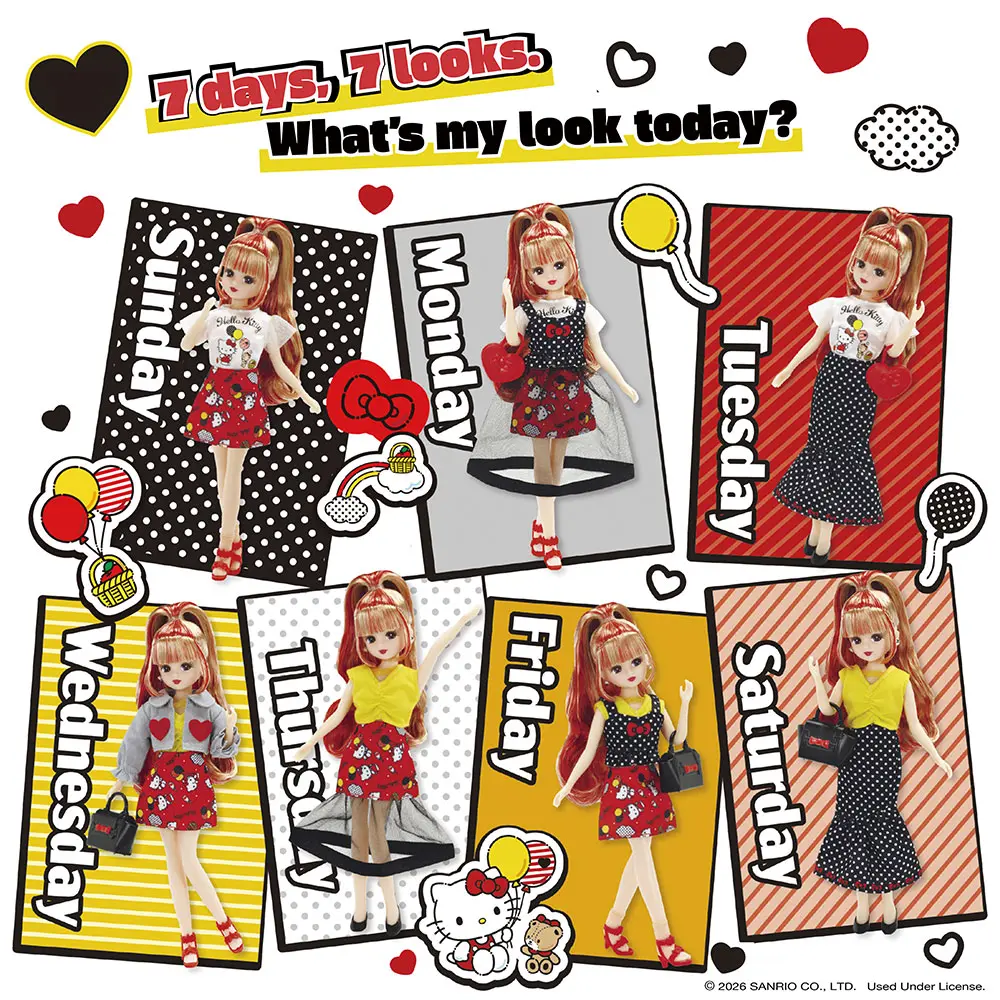 Licca I Love Hello Kitty Weekly Outfit Set 2
